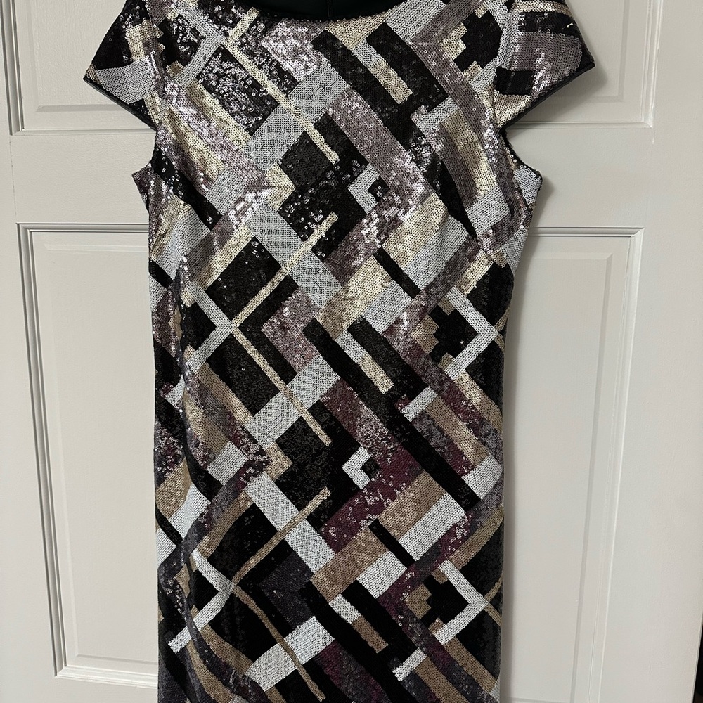Marina Gold & Silver Sequin Cap Sleeve Mini Dress SIZE 10